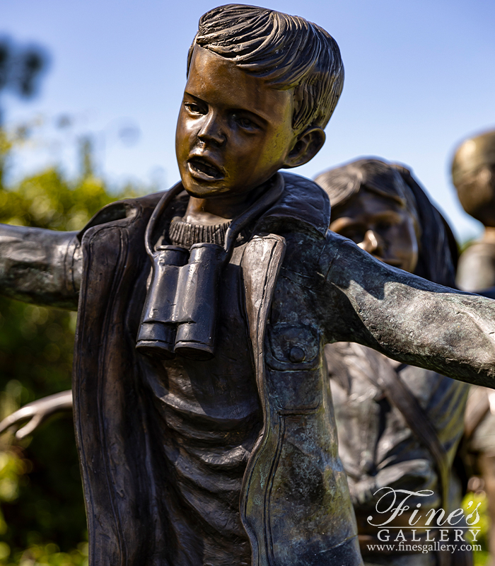 Bronze Statues  - Five Kids On Tree Stump - BS-1517